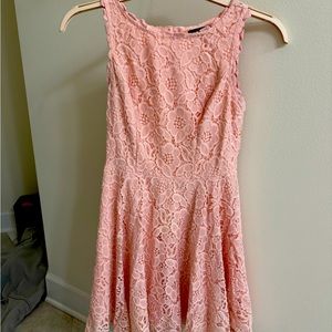 Pink lace juniors dress